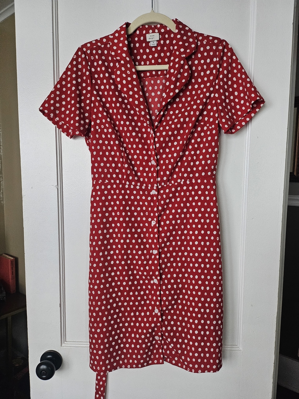a new day Red Polka Dot Button-Front Dress